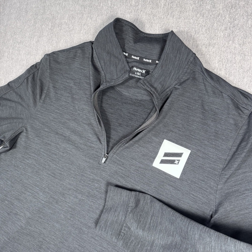 HURLEY Mens Quarter Zip Workout‎ Long Sleeve Shirt Athletic Dark Gray L